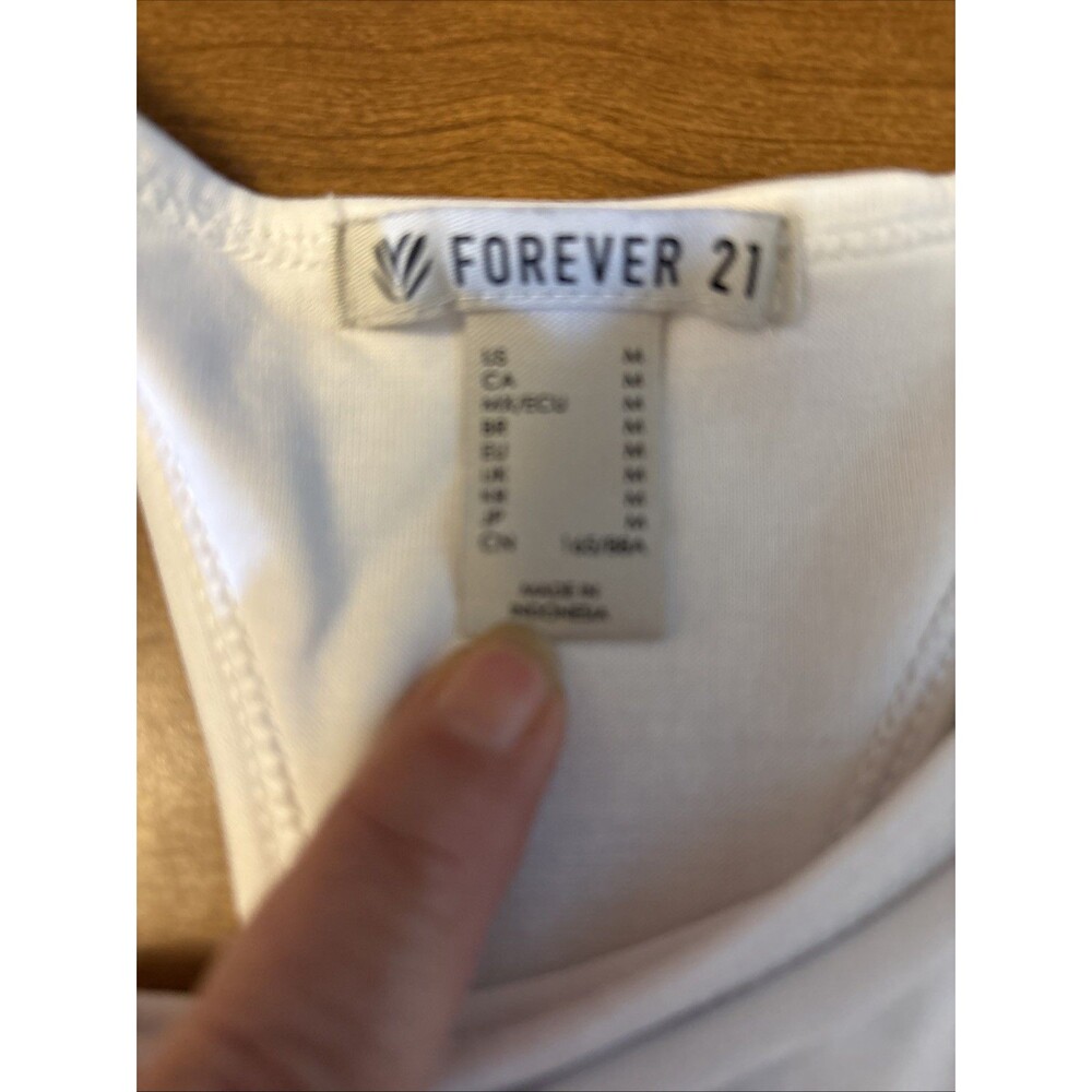 Forever 21 Women’s White Cropped Top M Medium Sleeveless Tank Cinch Sides - Picture 2 of 7